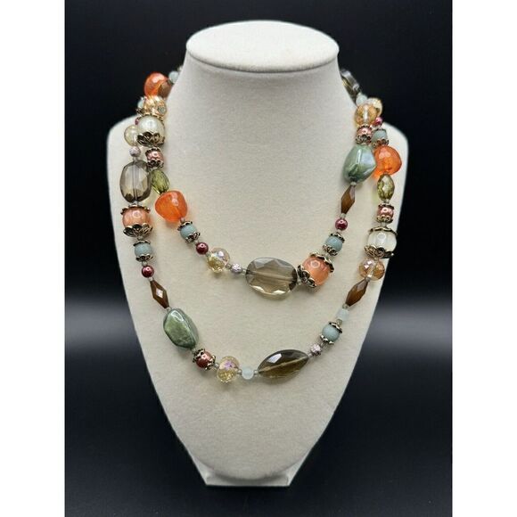 Premier Designs Shades Of Chic Necklace Gold Tone Beaded Multicolor 34” - Picture 1 of 7